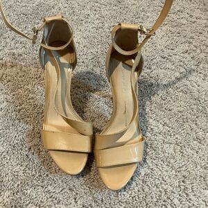 Beige Ankle Strap Heels